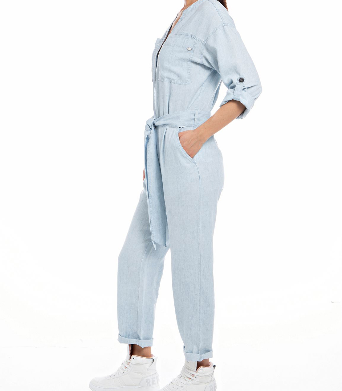 ベルト付きデニムロングオーバーオール 詳細画像 ライトブルー 3